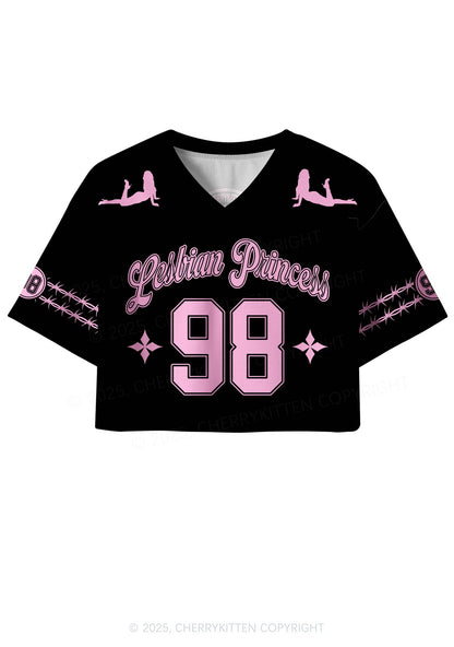 Custom Pink Lesbian Princess Pride Y2K Crop Sport Jersey Shirts Cherrykitten