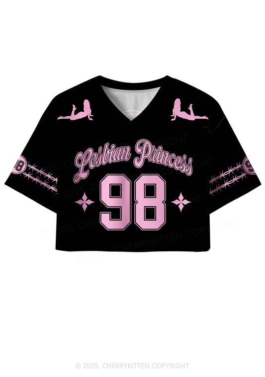 Custom Pink Lesbian Princess Pride Y2K Crop Sport Jersey Shirts Cherrykitten