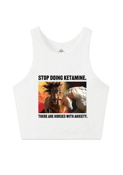 There Are Horses With Anxiety Y2K Crop Tank Top Cherrykitten