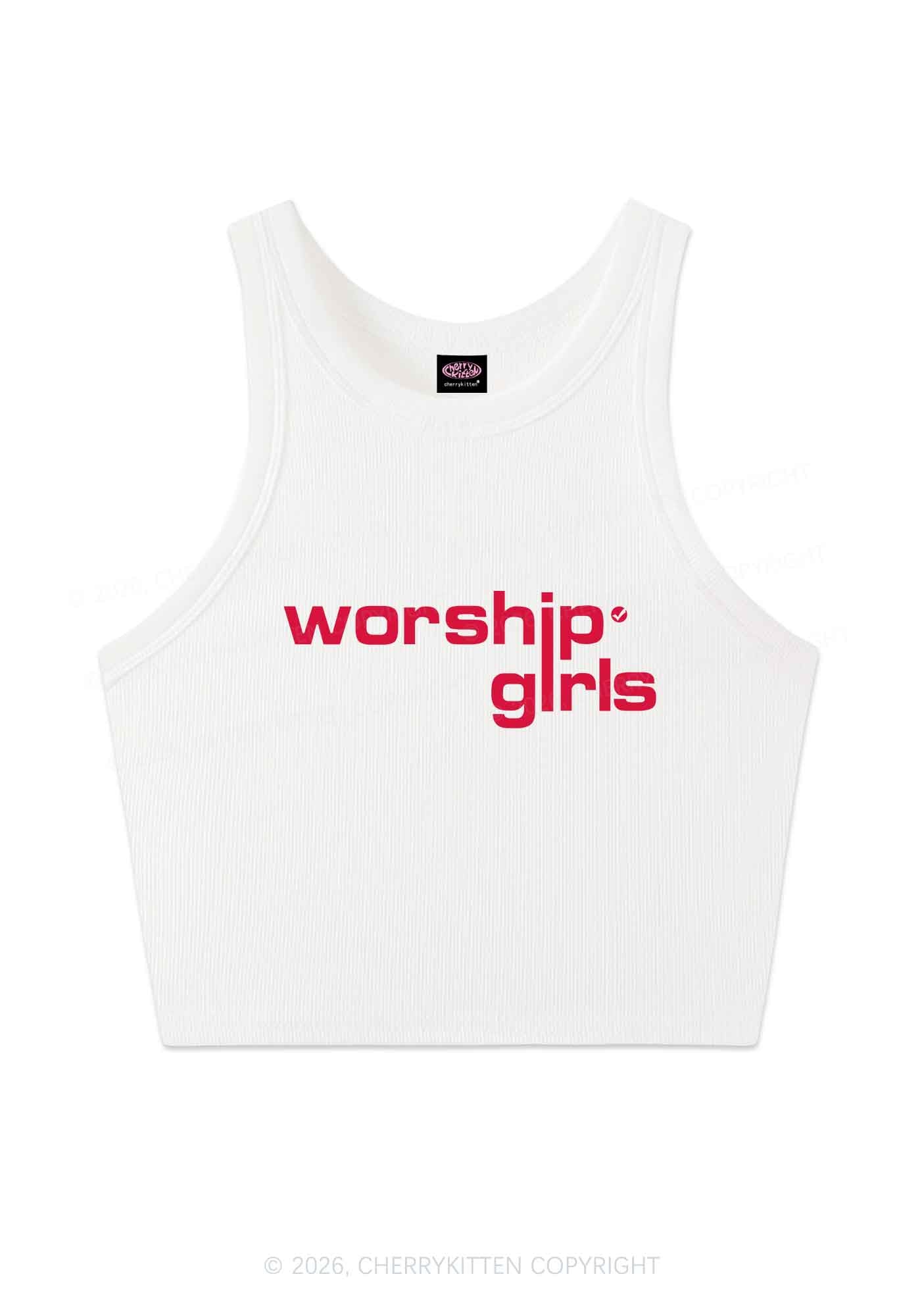 Worship Girls Pride Y2K Crop Tank Top Cherrykitten