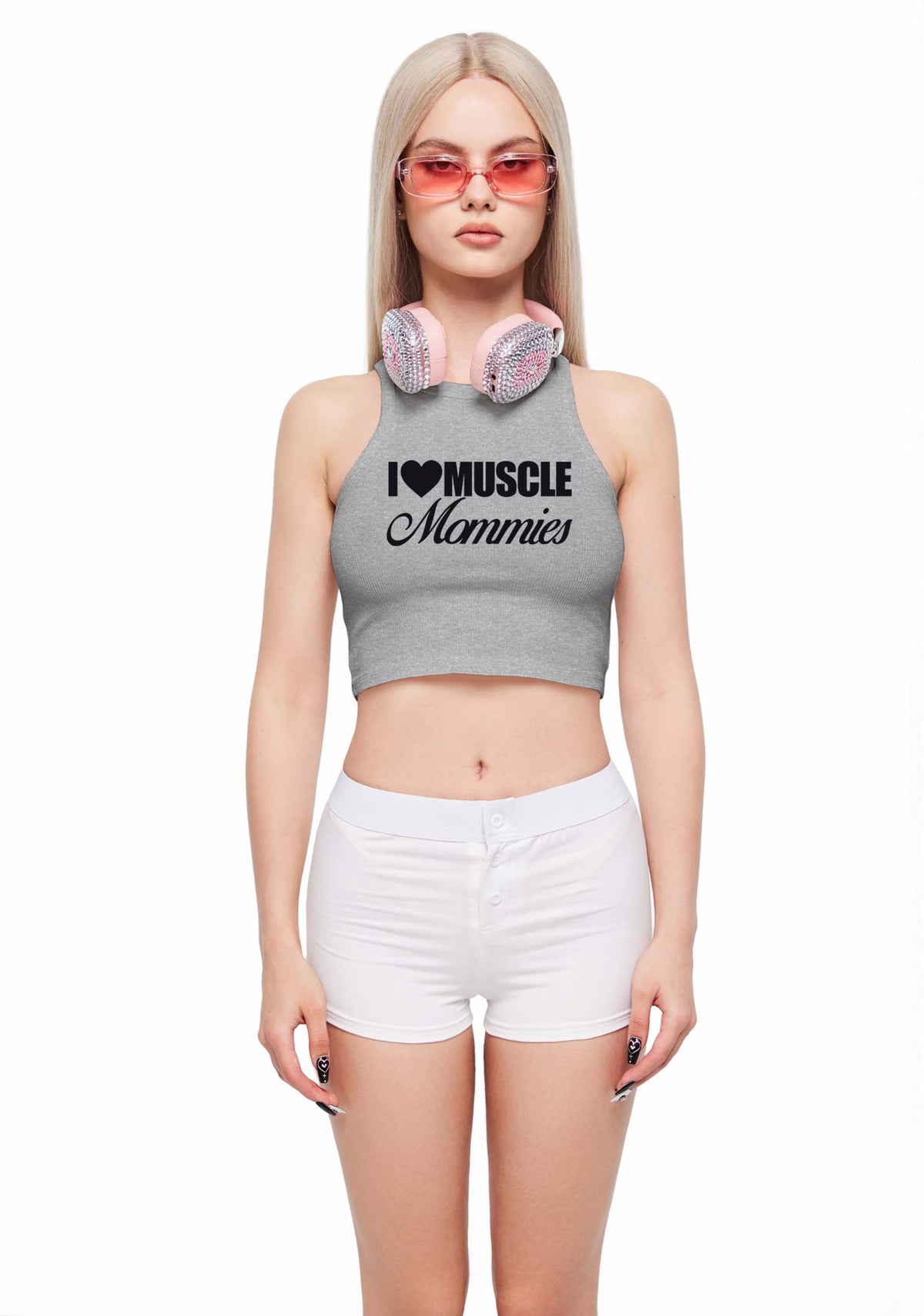 I Love Muscle Mommies Y2K Crop Tank Top Cherrykitten