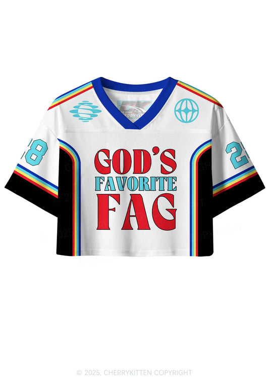 Custom Gods Favorite Fag Pride Y2K Crop Sport Jersey Shirts Cherrykitten