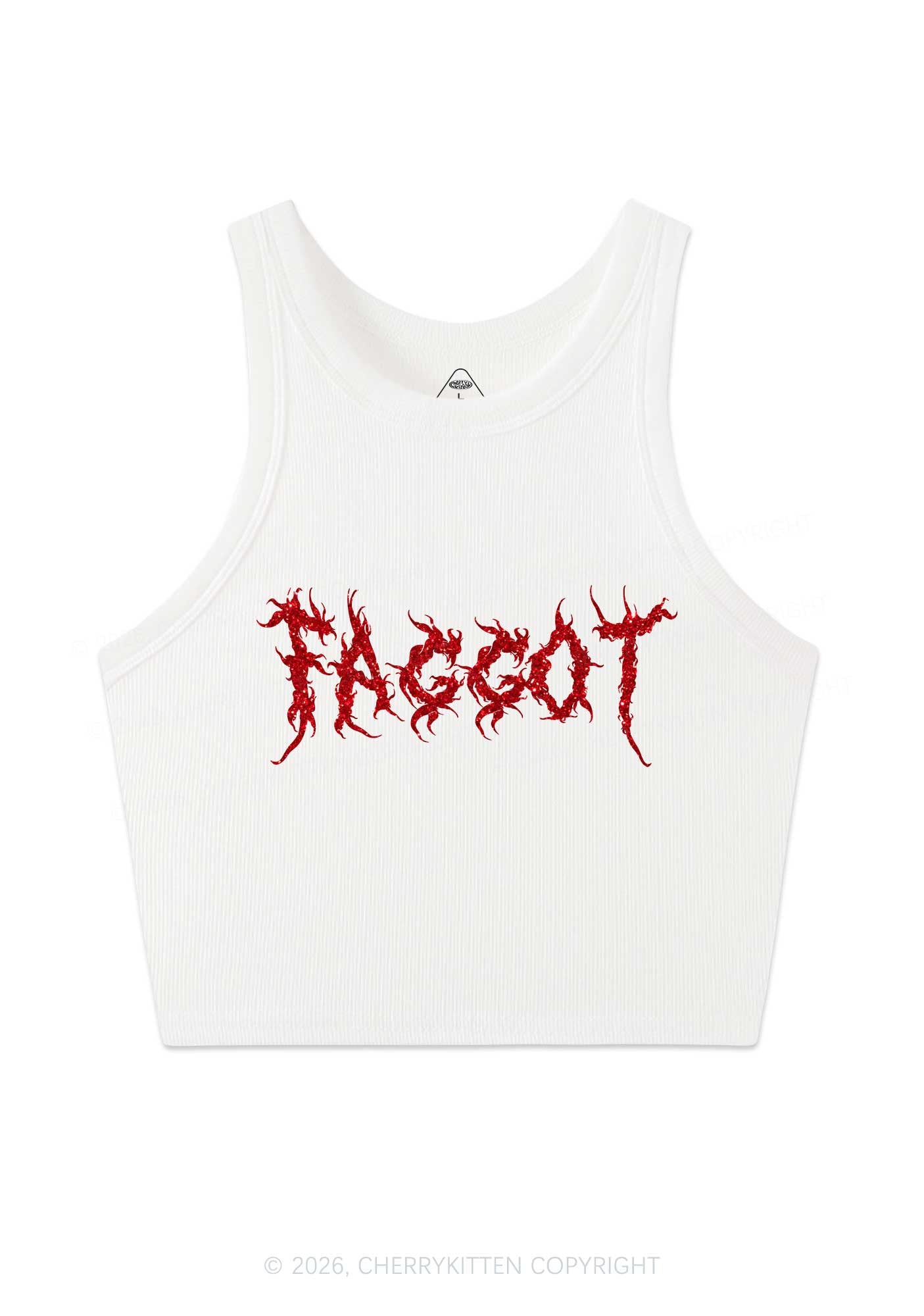 Glitter Punk Faggot Pride Y2K Crop Tank Top Cherrykitten