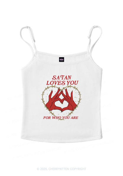 Satan Loves You Heart Halloween Y2K Spaghetti Strap Cami Cherrykitten