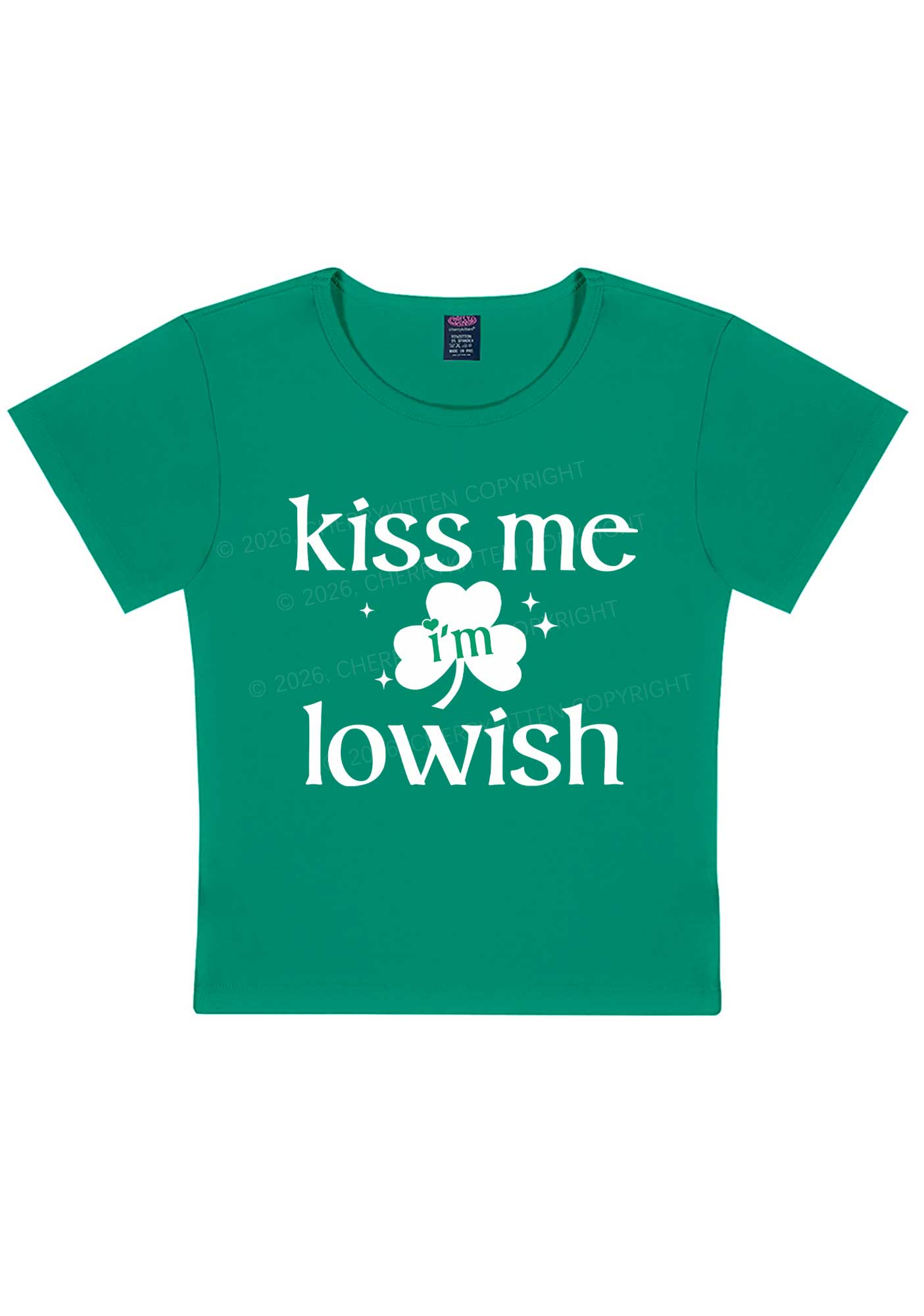 Kiss Me Im Iowish St Patricks Y2K Baby Tee Cherrykitten
