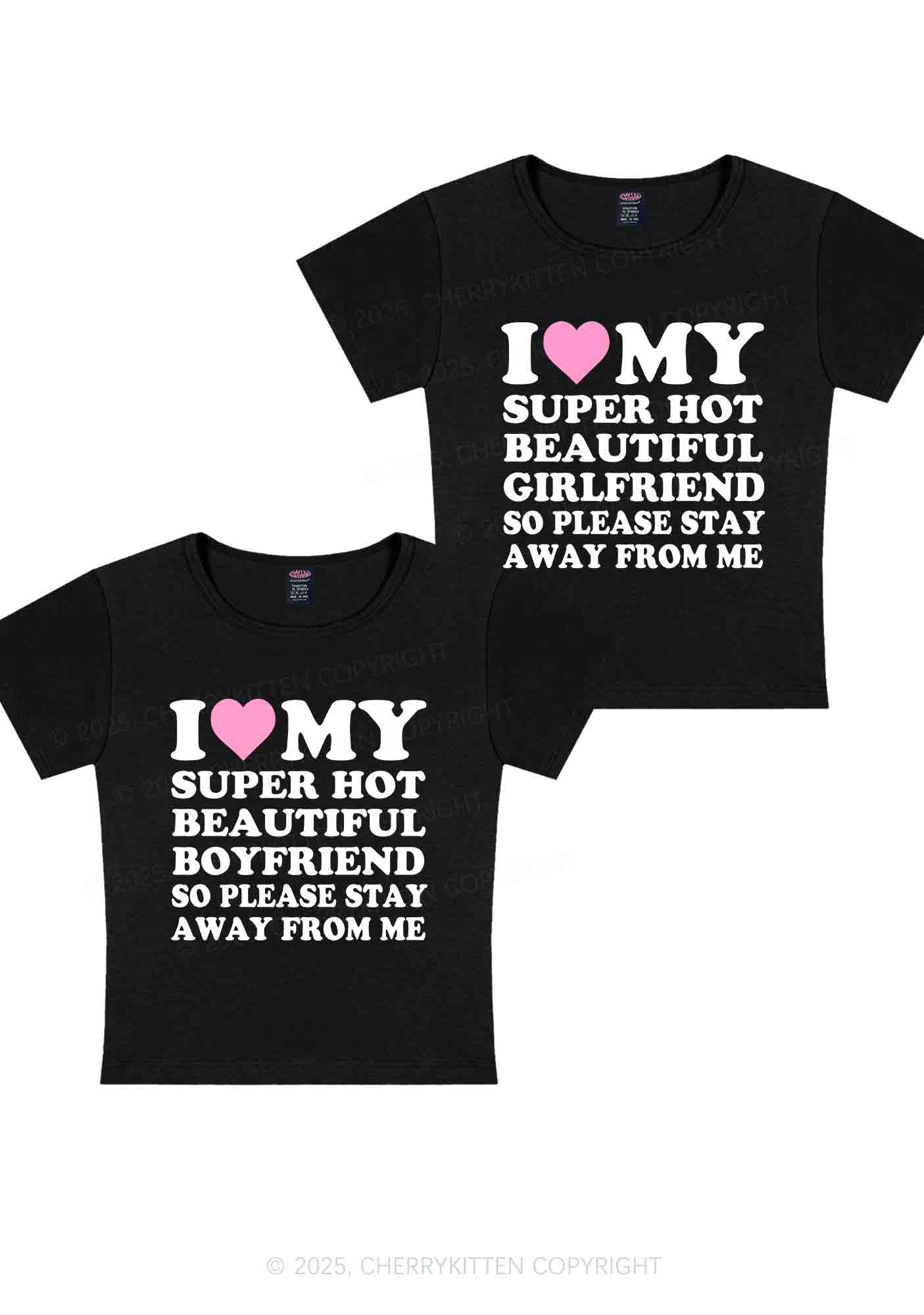 My Super Hot BF GF Y2K Valentine's Day Baby Tee Cherrykitten