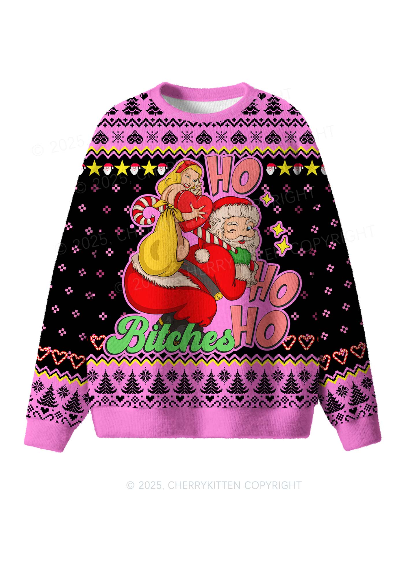 Ho Ho Ho Bxxches Y2K Christmas Knit Sweatshirt Cherrykitten