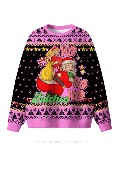 Ho Ho Ho Bxxches Y2K Christmas Knit Sweatshirt Cherrykitten