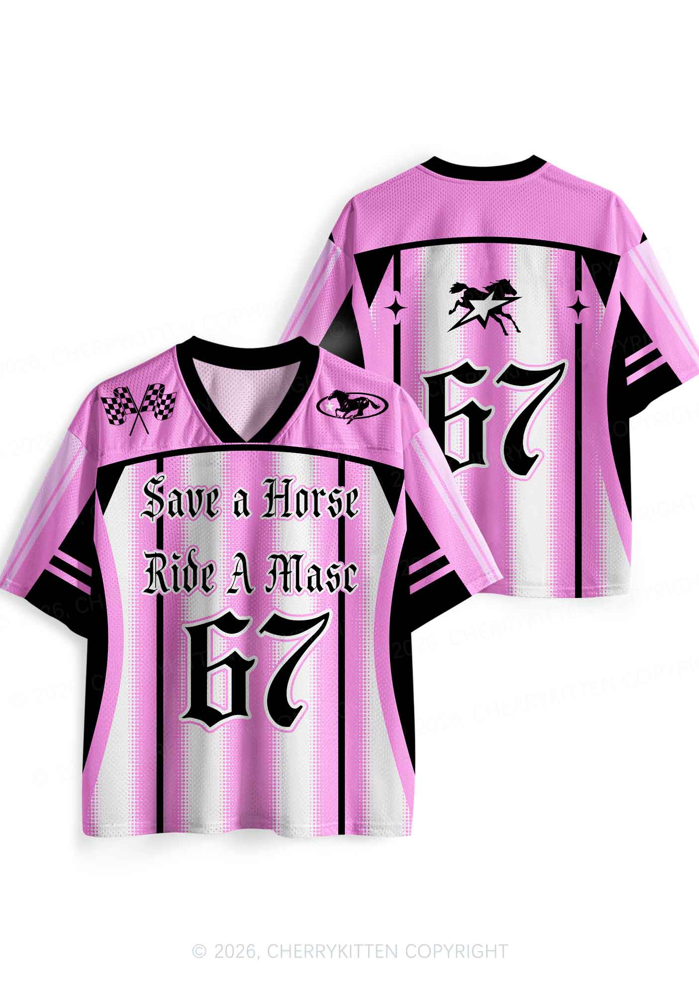 Pink Save Horse Ride Masc Pride Y2K Sport Jersey Shirts Cherrykitten