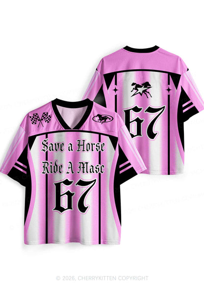 Pink Save Horse Ride Masc Pride Y2K Sport Jersey Shirts Cherrykitten