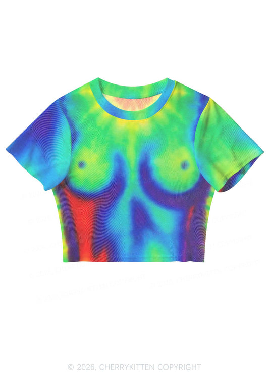 Thermal Txts Y2K Mesh Crop Top Cherrykitten