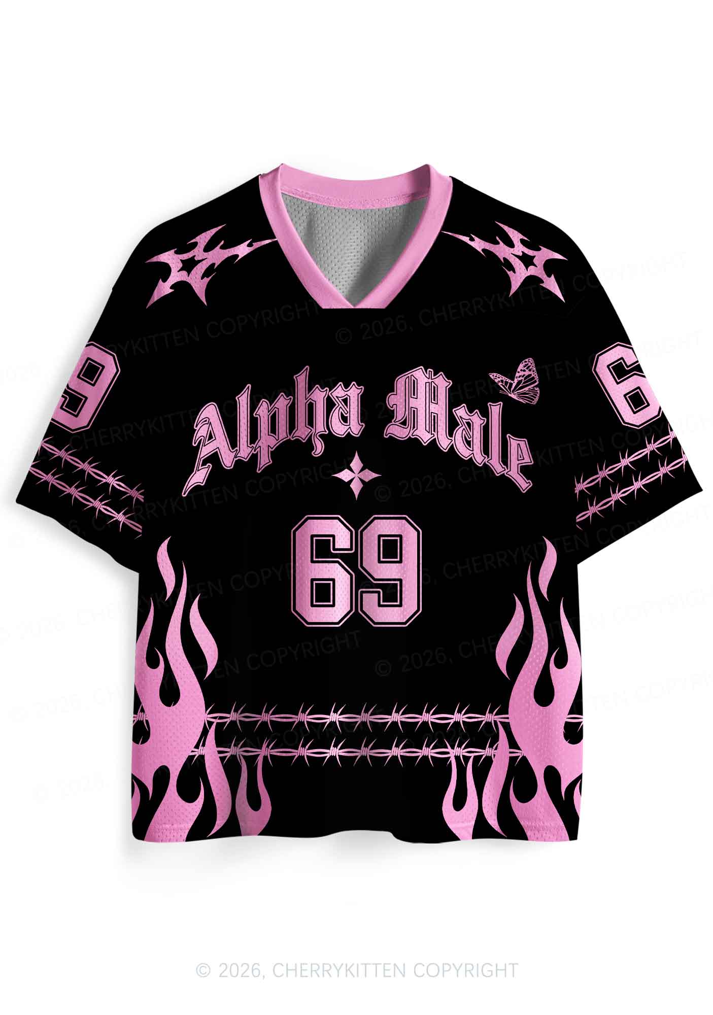 Pink Alpha Male Butterfly Pride Y2K Sport Jersey Shirts Cherrykitten