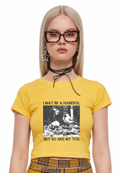 Halloween I May Be A Handful Y2K Baby Tee Cherrykitten