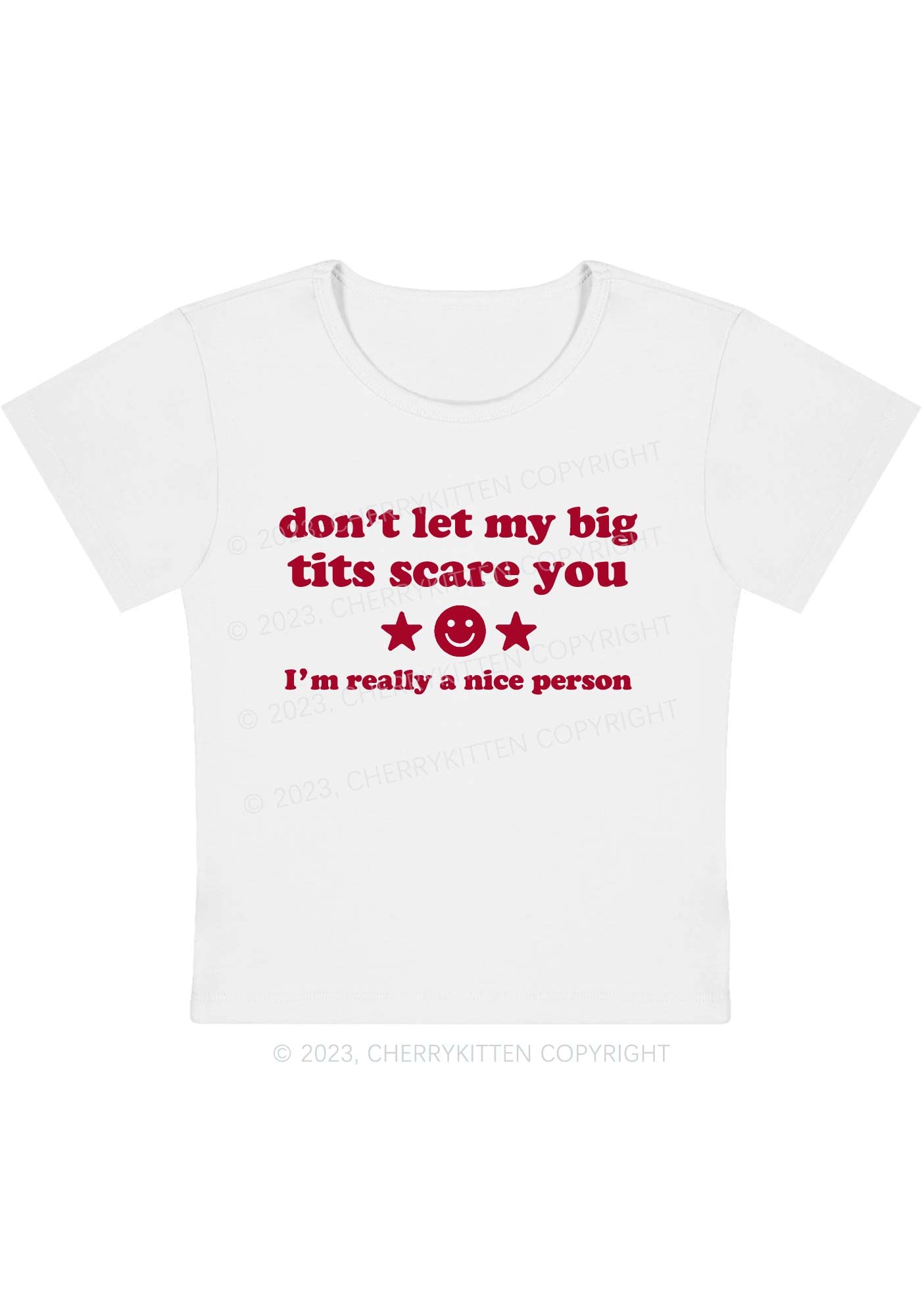 Curvy Don't Let My Big Txts Scare You Y2K Baby Tee Cherrykitten