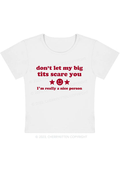 Curvy Don't Let My Big Txts Scare You Y2K Baby Tee Cherrykitten
