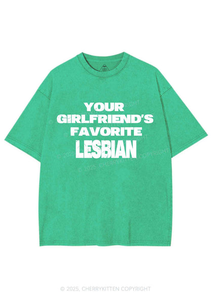 Your GF Favorite Lesbian Pride Y2K Shirts Washed Tee Cherrykitten