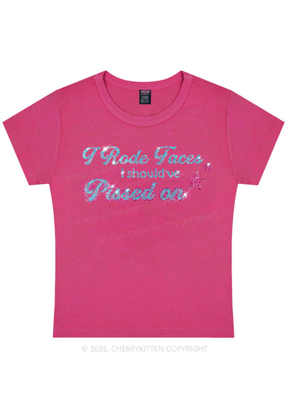 Rhinestone I Rode Faces Y2K Baby Tee Cherrykitten