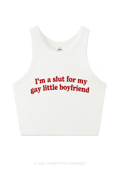 Glitter Slxt For My Gay BF Pride Y2K Crop Tank Top Cherrykitten