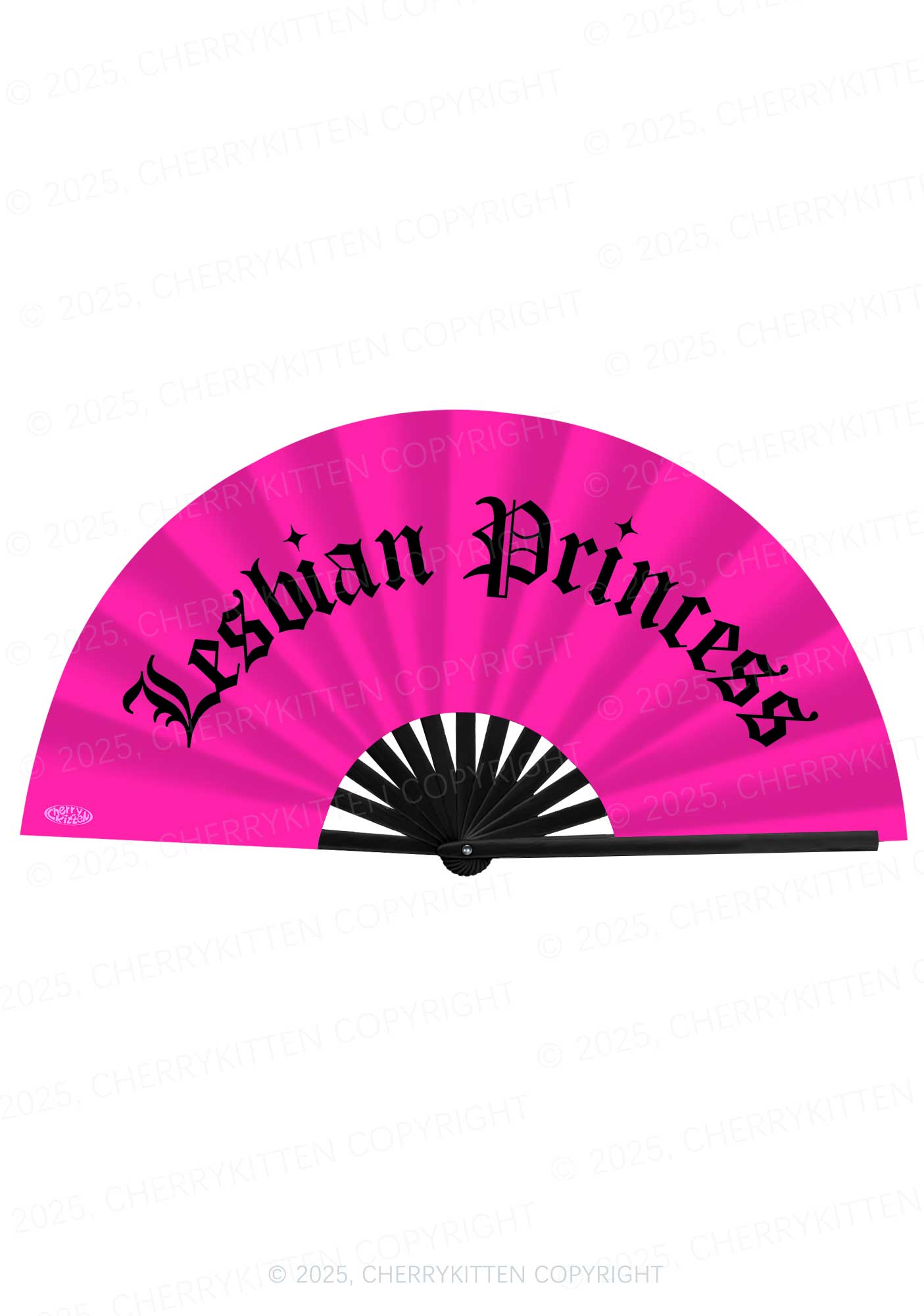 Hot Pink Lesbian Princess Pride Y2K Rave Hand Fan Cherrykitten