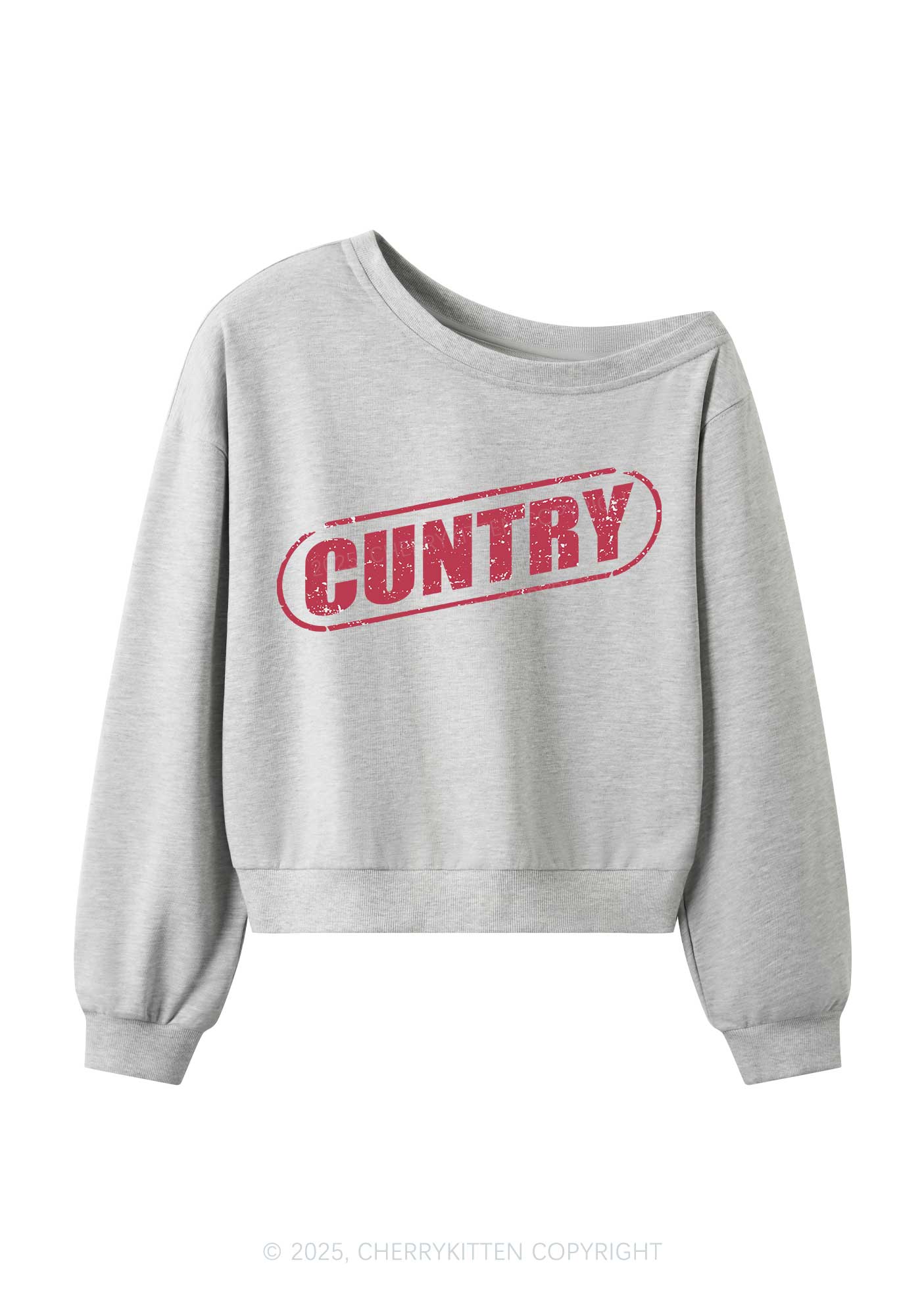 Cuntry Y2K Off Shoulder Sweatshirts Cherrykitten