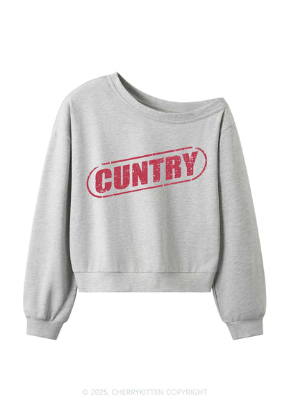Cuntry Y2K Off Shoulder Sweatshirts Cherrykitten