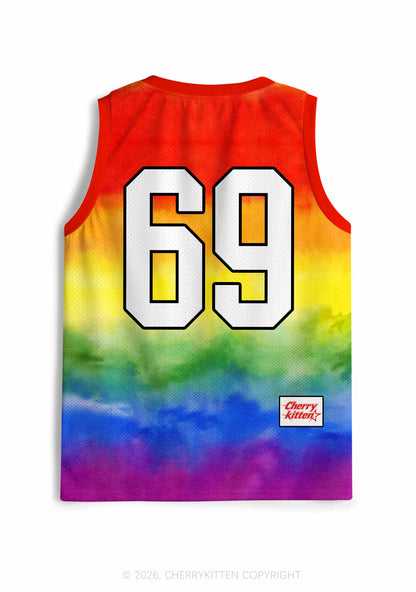 Custom Rainbow Flag Pride Y2K Sport Jersey Tank Cherrykitten