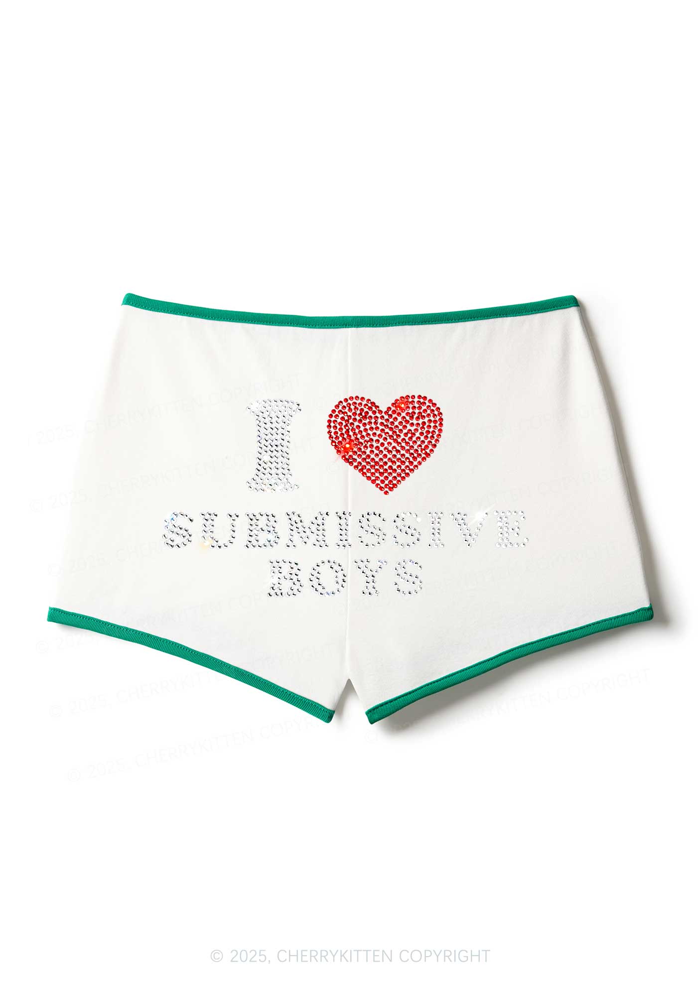 Rhinestone I Love S Boys Y2K Booty Shorts Cherrykitten