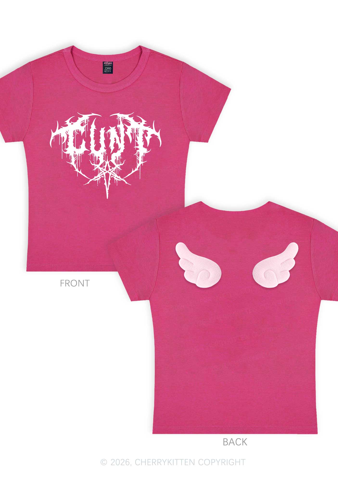 Halloween Punk Cxxt Y2K Goth Angel Wings Baby Tee Cherrykitten