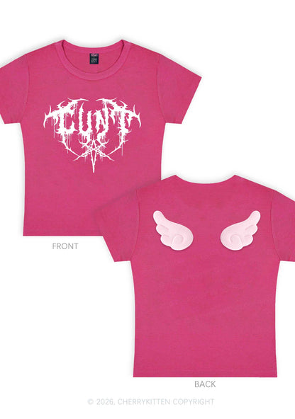 Halloween Punk Cxxt Y2K Goth Angel Wings Baby Tee Cherrykitten