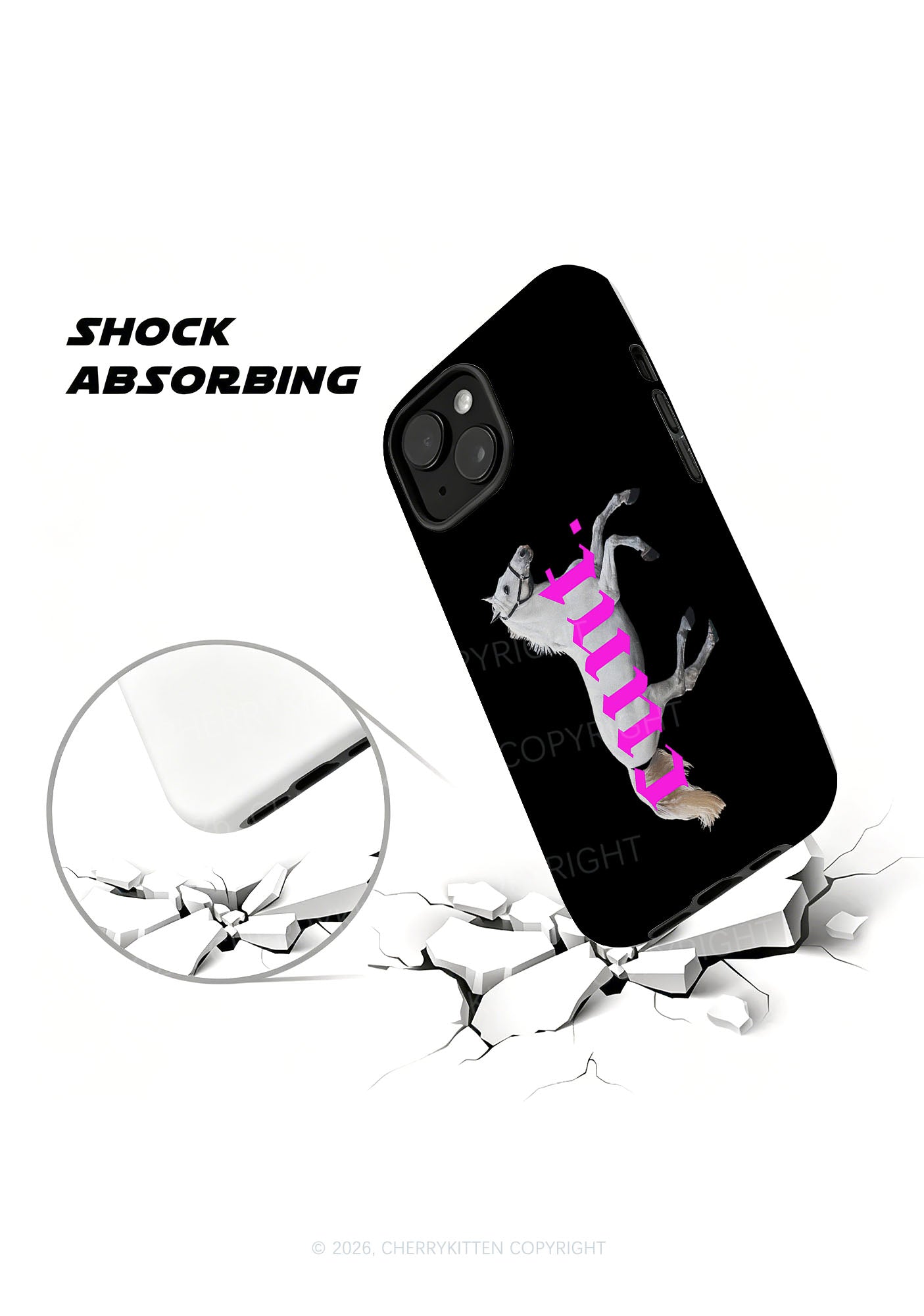 Pink Cxxt Horse Y2K Phone Case Cherrykitten