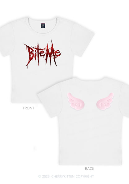 Halloween Bite Me Y2K Goth Angel Wings Baby Tee Cherrykitten