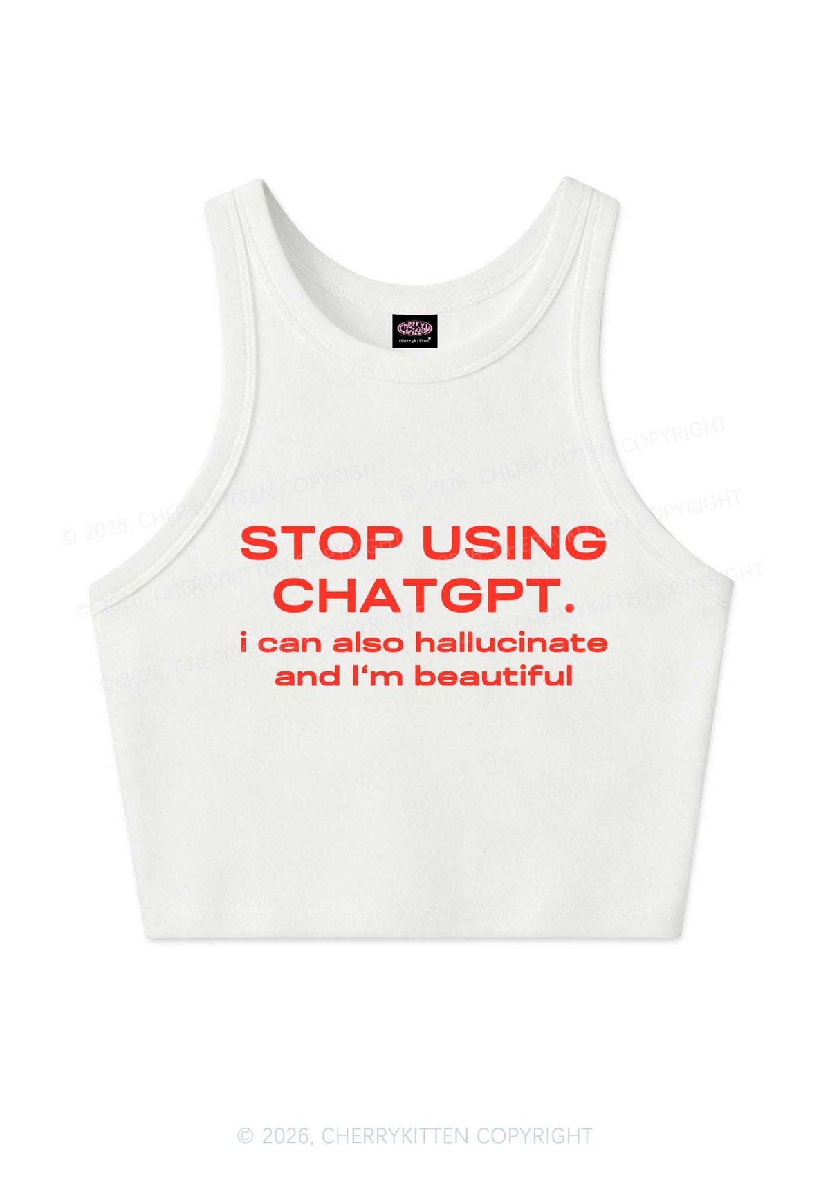 Stop Using GPT Y2K Crop Tank Top Cherrykitten
