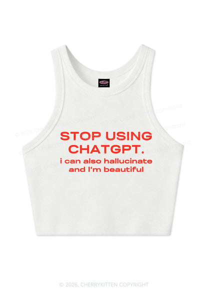 Stop Using GPT Y2K Crop Tank Top Cherrykitten