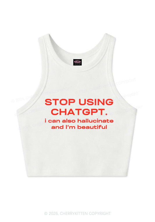 Stop Using GPT Y2K Crop Tank Top Cherrykitten