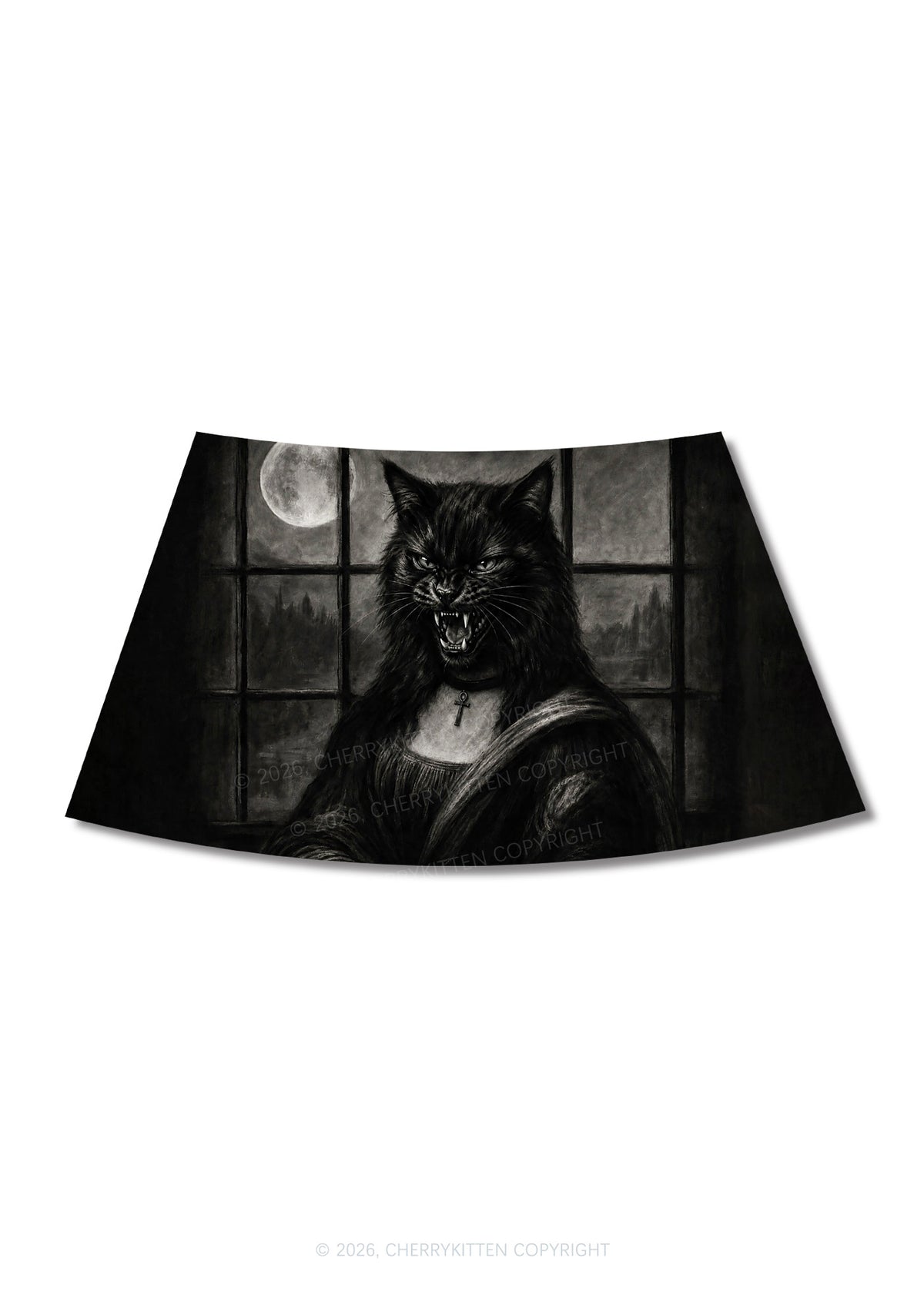 Halloween Moon Night Werewolf Y2K Print Mini Skirt Cherrykitten