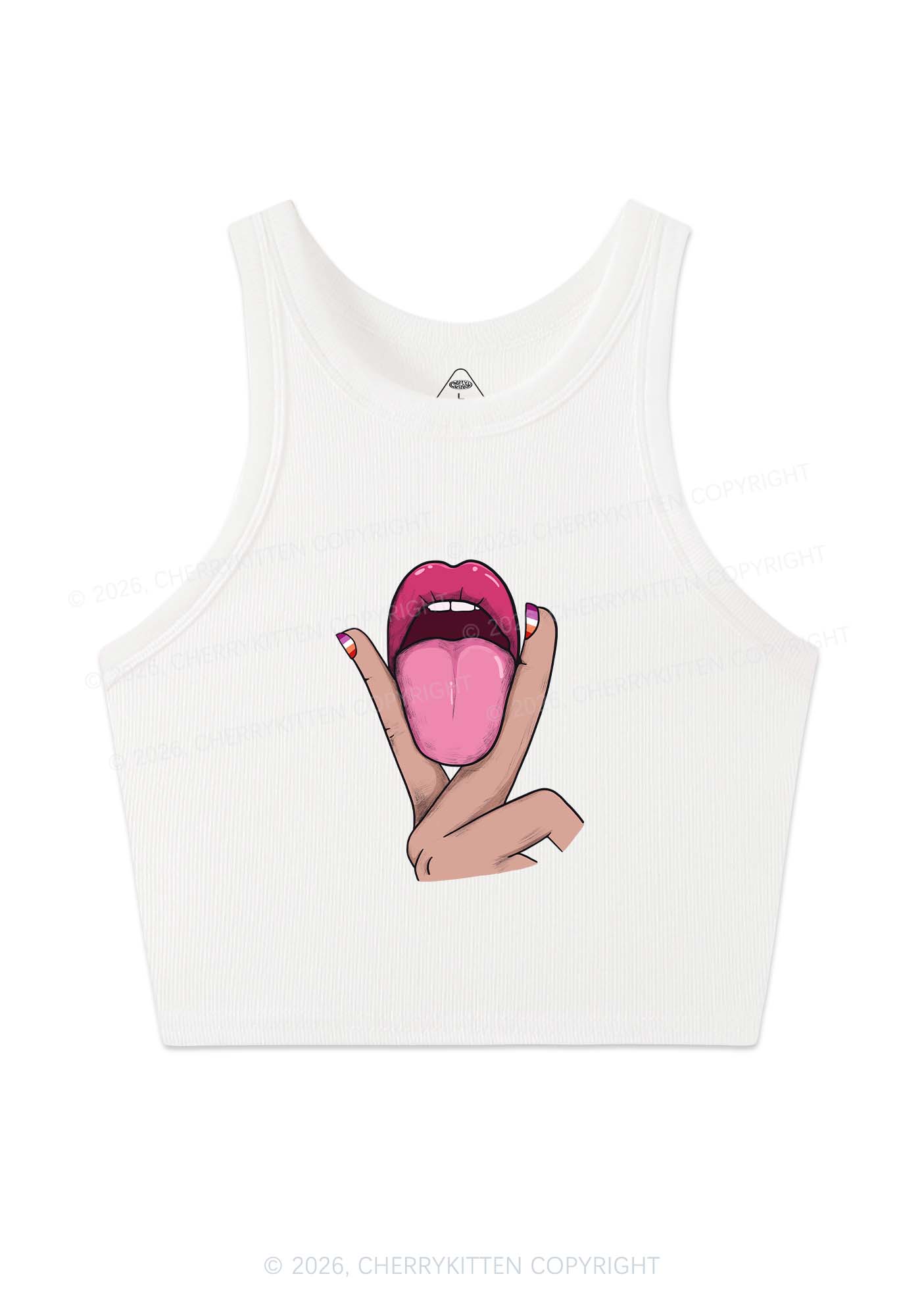 Lesbian Kissing Pride Y2K Crop Tank Top Cherrykitten