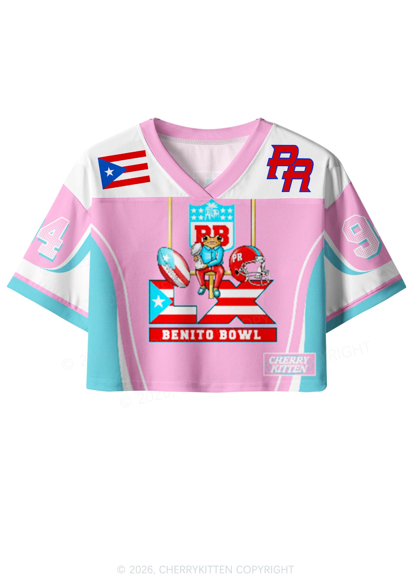Pink Frog Y2K Crop Sport Jersey Shirts Cherrykitten