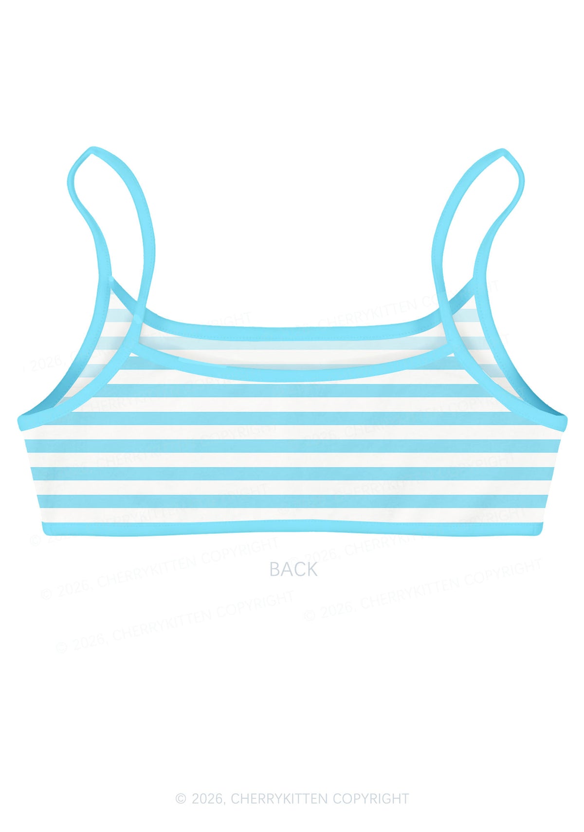 Blue And White Stripes Y2K Print Super Crop Cami Cherrykitten