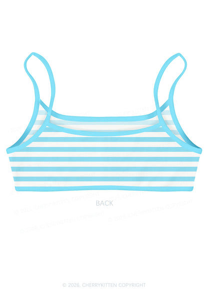 Blue And White Stripes Y2K Print Super Crop Cami Cherrykitten