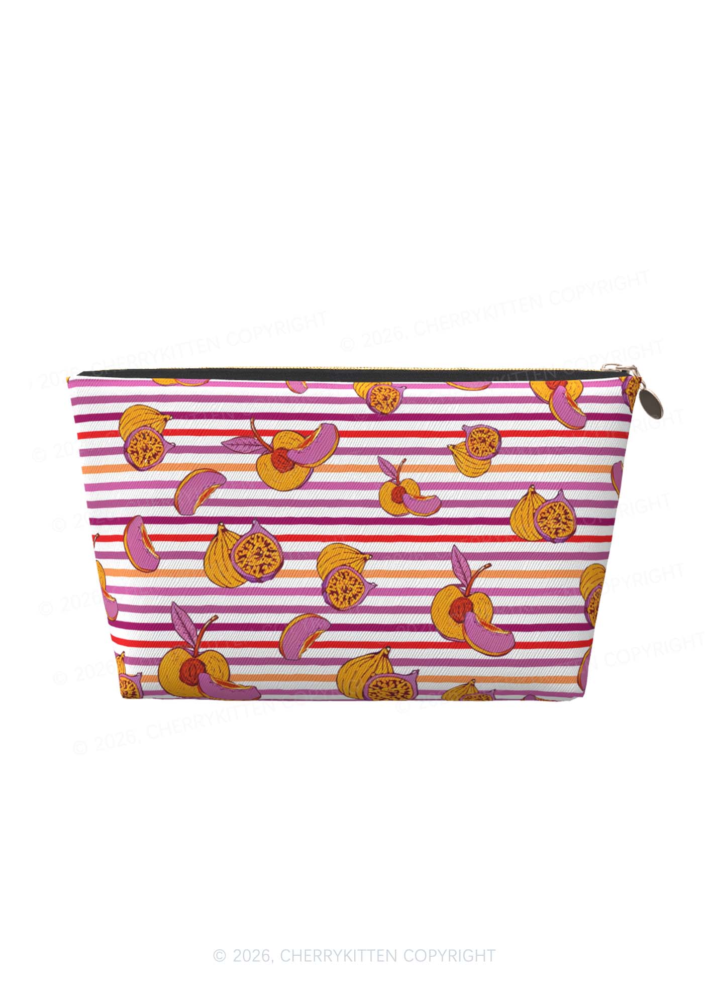 Peachy Lesbian Stripe Pride Y2K Makeup Bag Cherrykitten