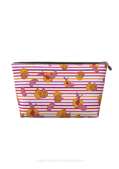 Peachy Lesbian Stripe Pride Y2K Makeup Bag Cherrykitten