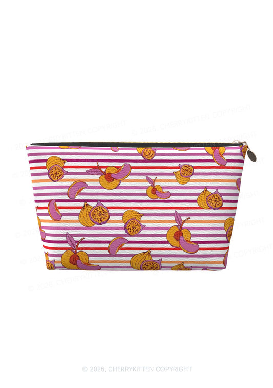 Peachy Lesbian Stripe Pride Y2K Makeup Bag Cherrykitten
