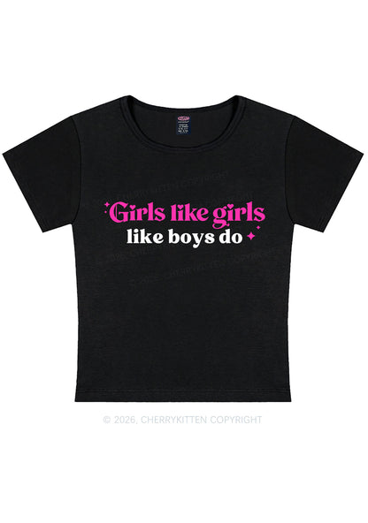 Girls Like Girls Like Boys Do Pride Y2K Baby Tee Cherrykitten
