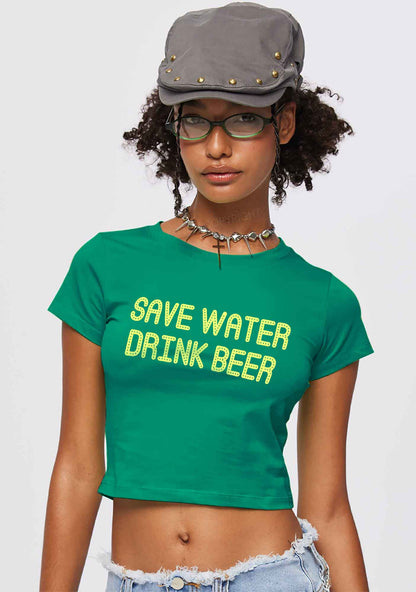 Save Water Drink Beer St Patricks Y2K Baby Tee Cherrykitten