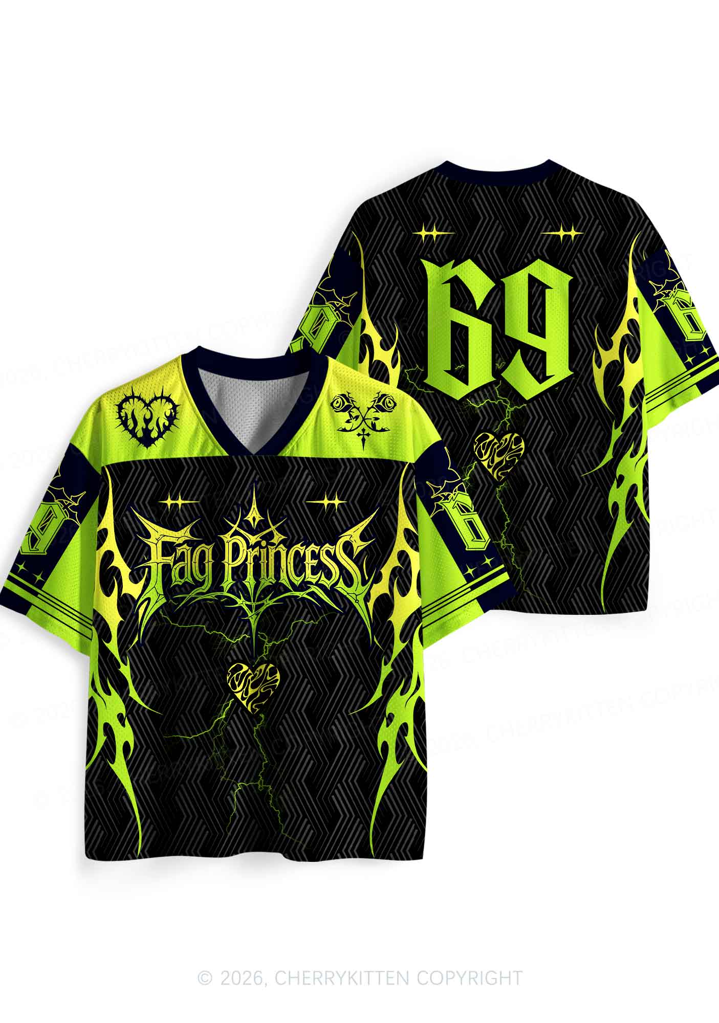 Green Gothic Fag Princess Pride Y2K Sport Jersey Shirts Cherrykitten