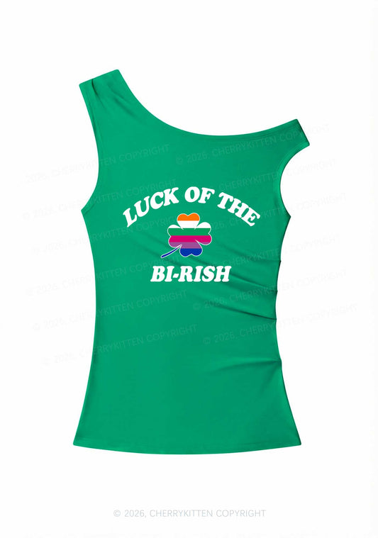 Luck Of The Bi Rish St Patricks Y2K Off Shoulder Tank Top Cherrykitten