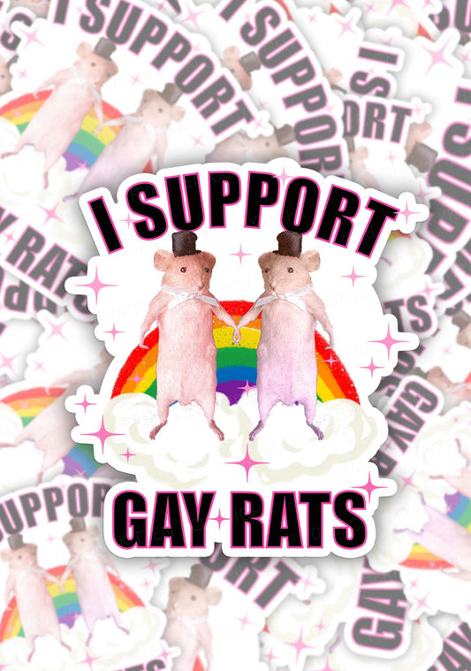 I Support Gay Rats Pride 1pc Y2K Sticker Cherrykitten