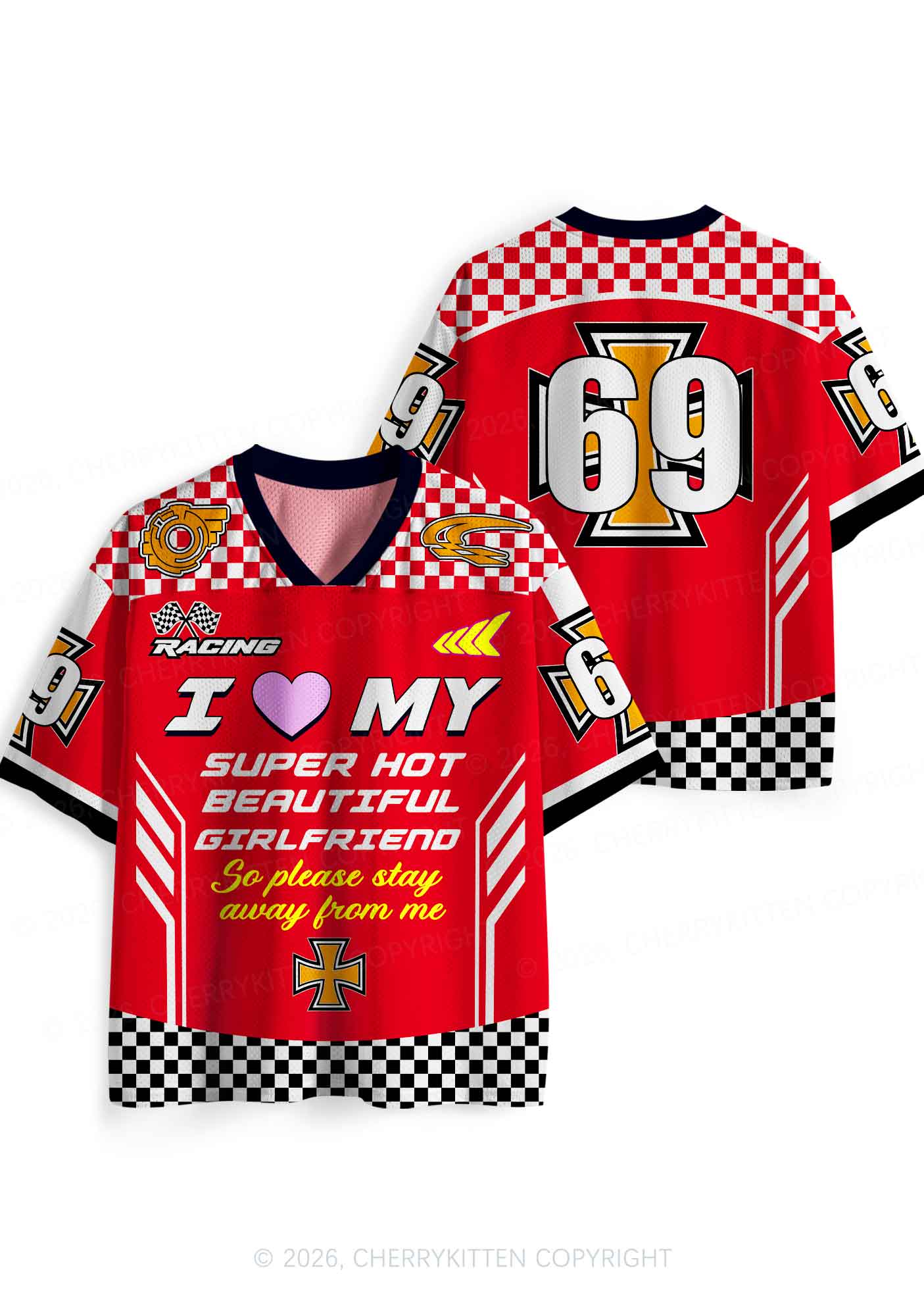 I Love My Super Hot GF Y2K Sport Jersey Shirts Cherrykitten