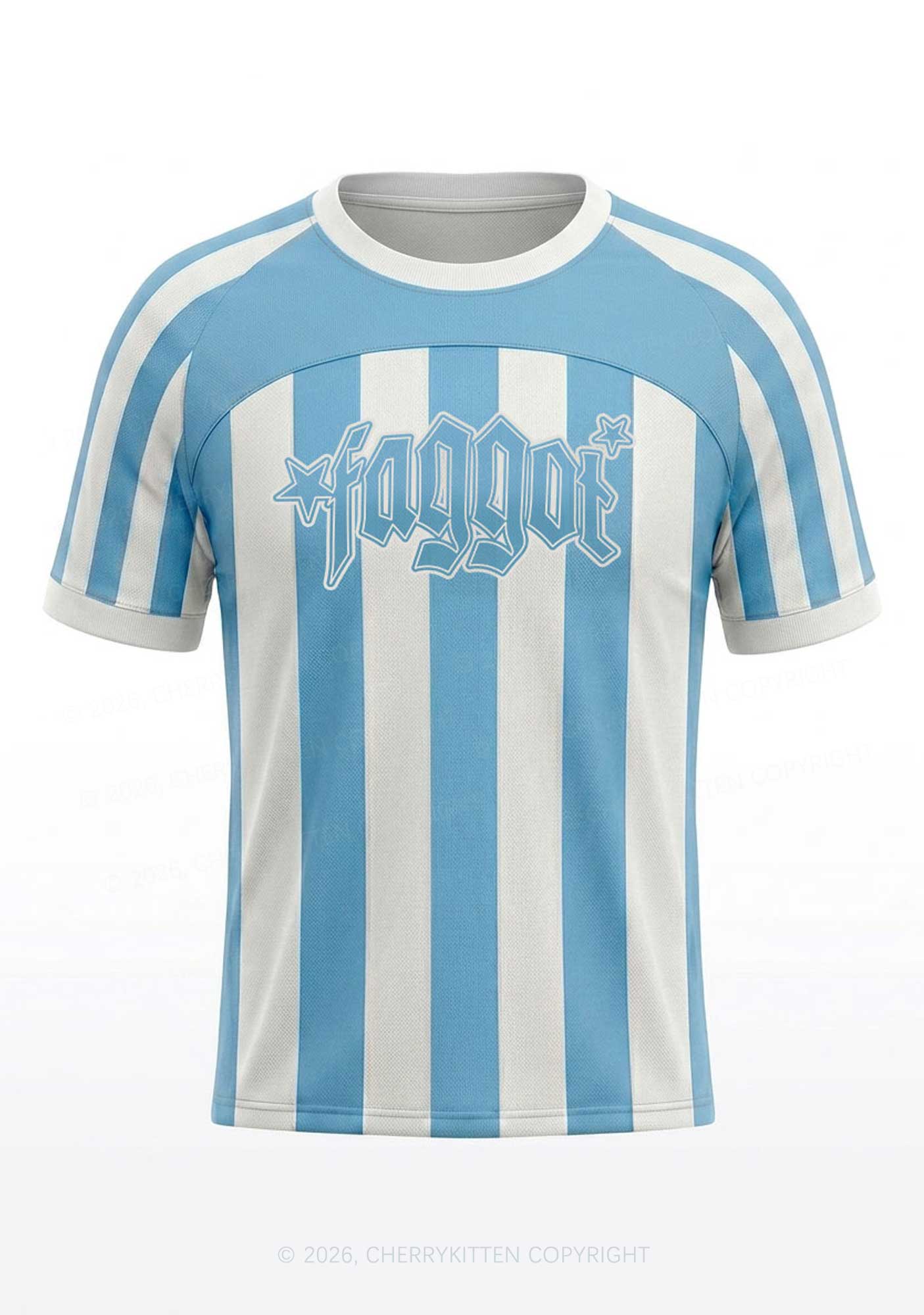 Blue White Stripes Faggot Pride Y2K Football Jersey Shirts Cherrykitten
