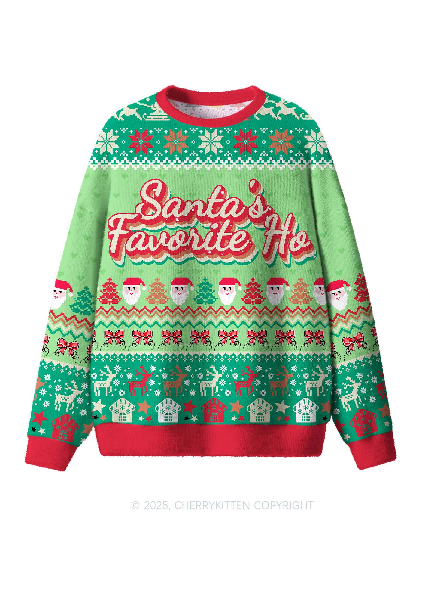 Santas Favorite Ho Y2K Christmas Knit Sweatshirt Cherrykitten